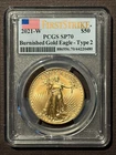 2021-W $50 BURNISHED GOLD EAGLE One 1 oz. CHOICE GEM Coin Bullion : PCGS SP70 FS