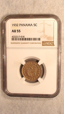1932 PANAMA FIVE CENTESIMOS NGC AU55 5C Coin PRICED TO SELL!