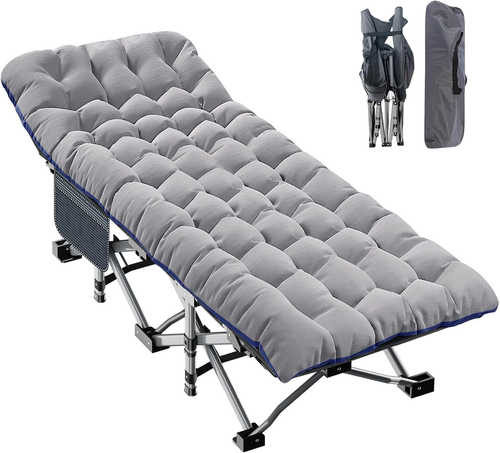 Oversized XXL Folding Camping Cot W/Mat for Adults, 78" L x 32" W x 18" H Gray - Picture 7 of 12