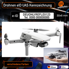 Drohnen Kennzeichen eID UAS Kennzeichnung 6 St&uuml;ck 30x6 mm Aufkleber