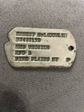 WW2 NOK US Army Dog Tag 1942 Pine Plains, NY