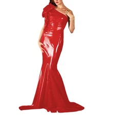 Oblique Shoulder Bodycon Maxi Dress Sleeveless Sheath Mermaid Floor-Length Dress