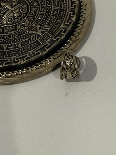 Huge Sterling Silver Taxco Mexico Mayan Calendar Necklace Vintage Jewelry 59g - Picture 5 of 11