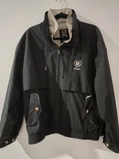 Vintage Cadillac Jacket Mens L Black Bomber Zip Pockets Work Gear Sports