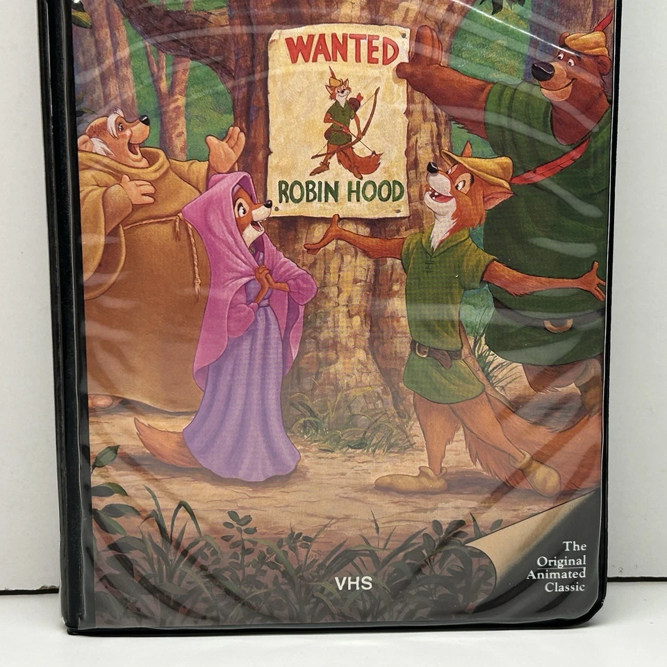 Disney Robin Hood VHS Black Diamond Classic Padded Clamshell Red Signature Rare! - Image 3 of 4