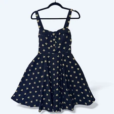 Eva Rose Fit & Flare Pinup Style Dress With Bumblebees, Size M