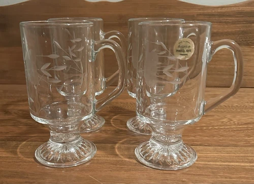 Princess House HERITAGE Irish Coffee Footed Pedestal Mugs - Set Of 4 -  #504