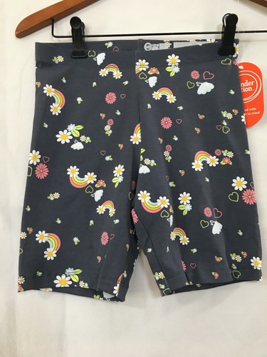 New Wonder Nation Gray Floral Hearts Biker Shorts Girls Tough Cotton Many Sizes - Picture 3 of 3