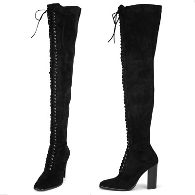 Jeffrey Campbell Olianna OTK Thigh High Lace-up BOOTS Size 5.5