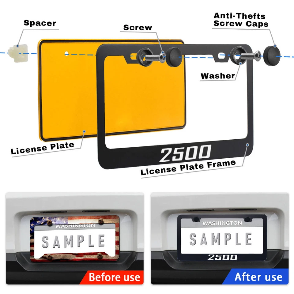 Металлическая рама номерного знака черная крышка аксессуар для кабины Dodge Ram 2500 - Изображение 4 из 4