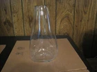 BLENKO CLEAR HAND BLOWN GLASS 12" TALL TRIANGLE TO ROUND VASE WITH TAG