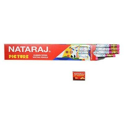 30x Nataraj Fluro Rubber Tipped Super Dark Neon Pencil school home kids writing 