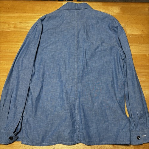 Grande chemise de salon vintage D'Avila taille 42 en denim bleu Chambray années 70 boutonnée - Photo 4/7