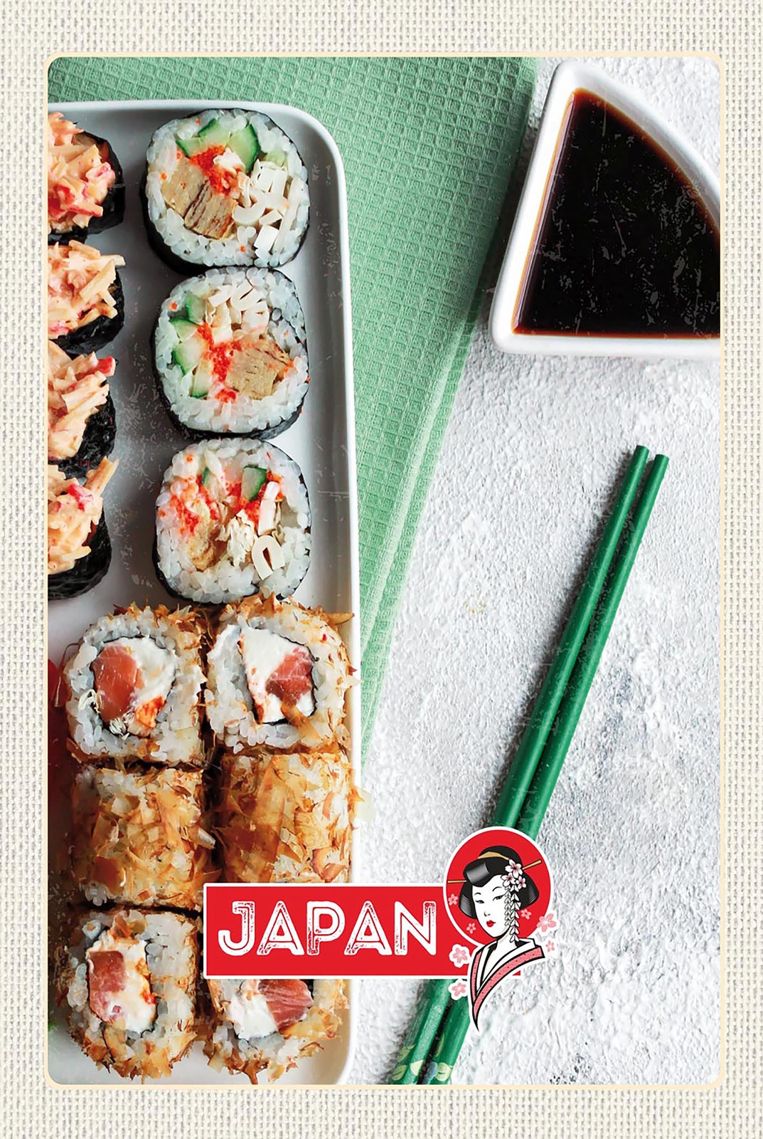Blechschild 18x12 Japan Asien Sushi Fisch Thunfisch Soße Wand Deko Bar Kneipe Sa