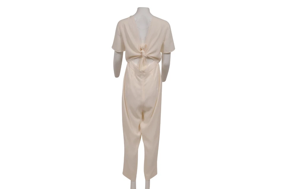 Женский комбинезон Max Mara с круглым вырезом галстук размер США 12 IT 46 ацетатный крем - Изображение 2 из 4