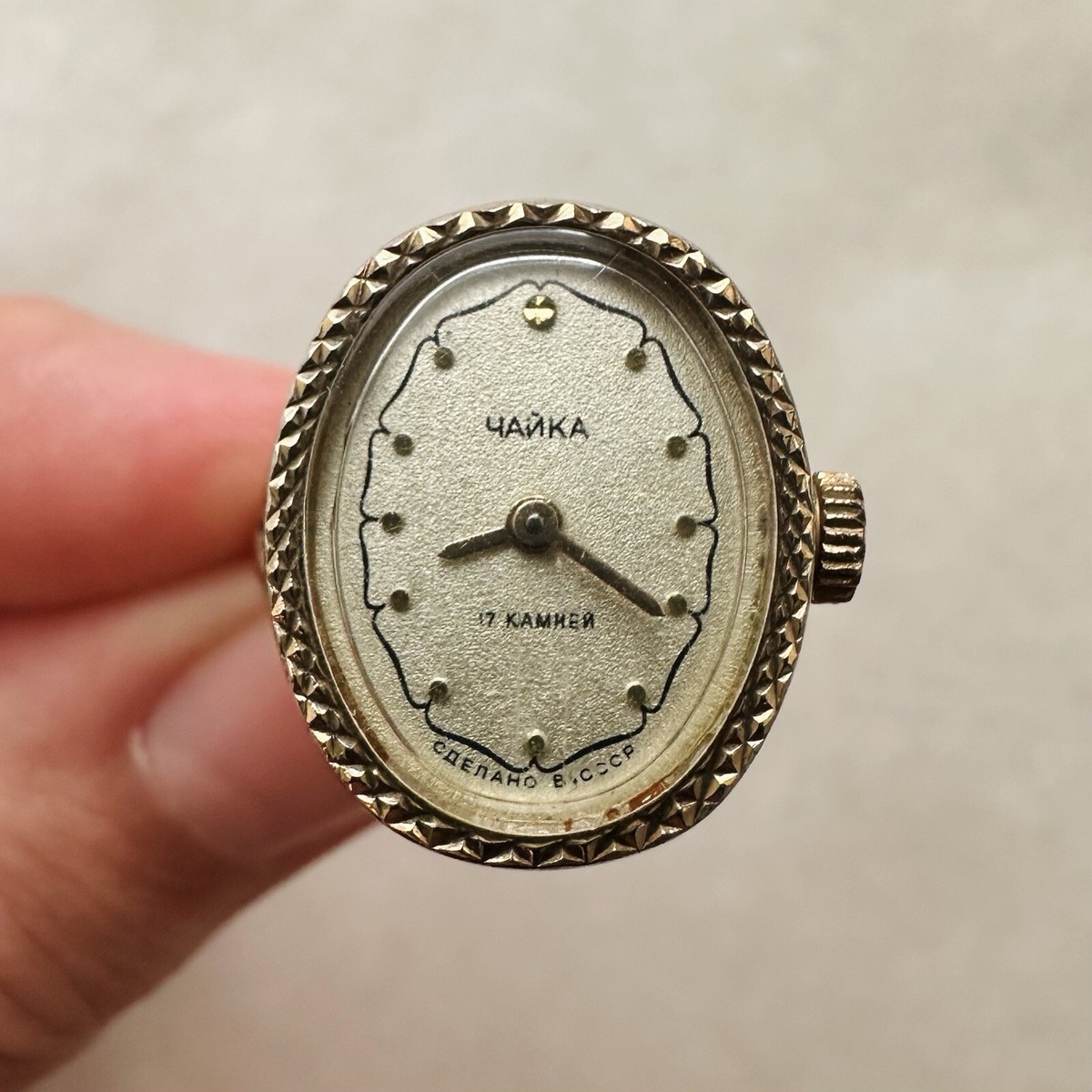 RARE Vtg CHAIKA RING GOLD AU SU Women LADY Beauty USSR Watch