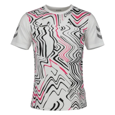 Hummel Hydro Jersey Kids Short Sleeve Football Shirt White/Black/Pink - 116-176