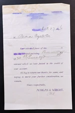 1896 Morgan & Wright Rubber Goods Penn Cycle Billhead Receipt Chicago, Illinois