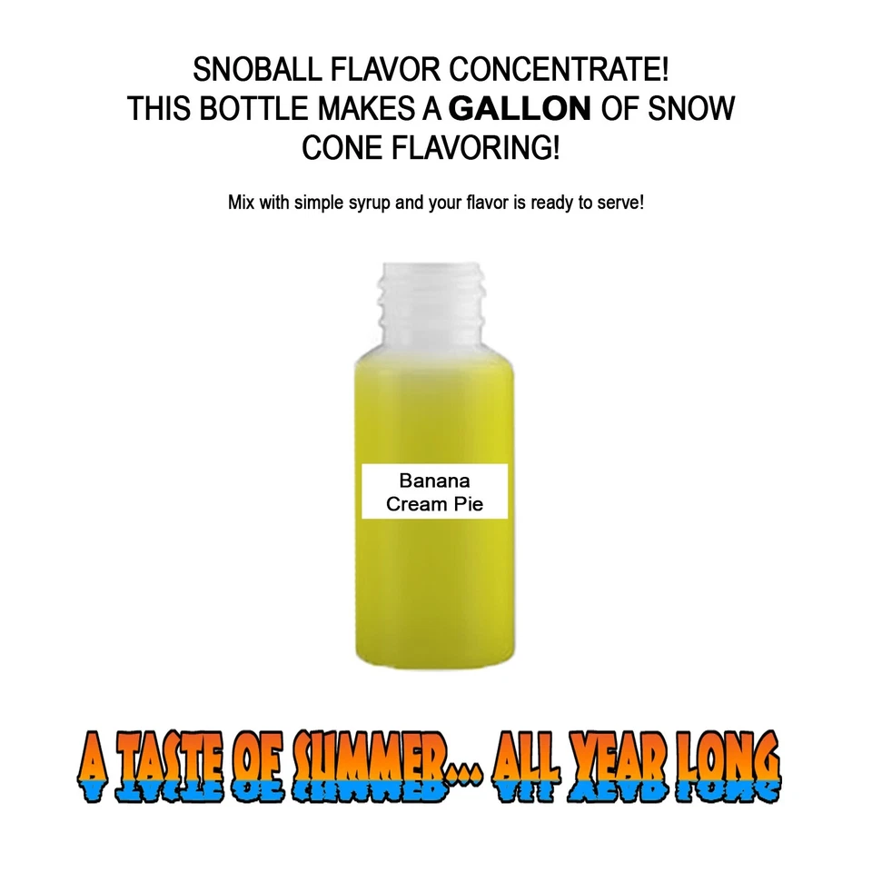 SUMMER SNOW ENTERTAINMENT BANANA CREAM PIE SYRUP MIX SNOW CONE/ SHAVED ICE Flavor GALLON CONCENTRATE #1