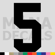 Number Five 5 Vinyl Die Cut Decal Sticker - Jersey Sport Athlete Varsity