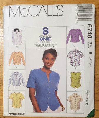 McCall's Pattern 8746 Misses' Classic Shirts Button Front 8 Styles Sizes 8-12