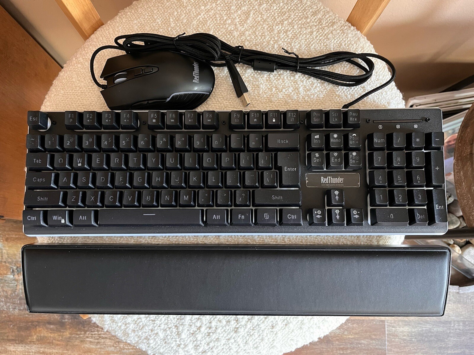 RedThunder K10 Wired Gaming Keyboard Mouse Combo with Wrist Rest - Black