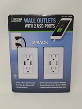 Feit Electric Wall Outlets With 2 USB Ports - 2 Pack Rapid Charging