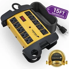 Heavy Duty 10 Outlet Extender 3150J Surge Protector Wall Adapter Plug 15FT Cable