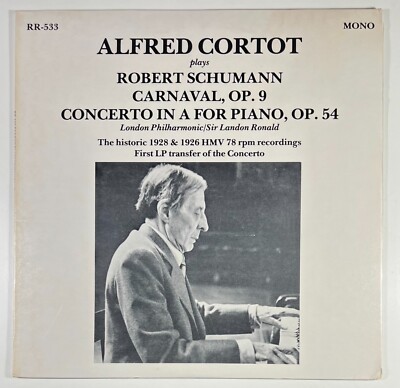 Alfred Cortot spielt Schumann Karneval Konzert RAR LP 33 RPM USA RR 533
