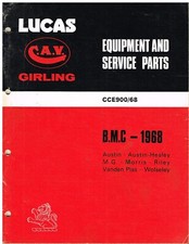 AUSTIN MINI FX4D MOKE MG MIDGET MGB MGC HEALEY 3000 1968 LUCAS PARTS CATALOGUE