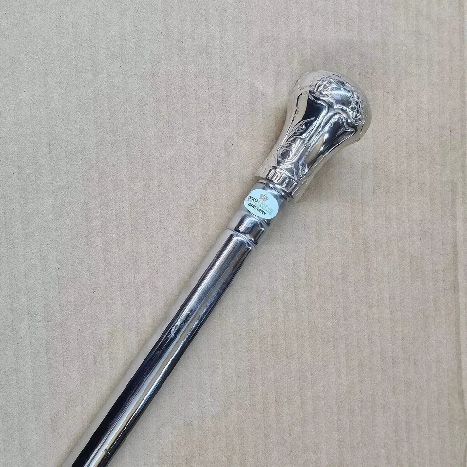 Bastón de metal de acero inoxidable para senderismo plateado bastón para hombre/mujer regalo Foto 4 de 4