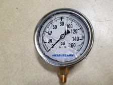 MEASUREMAN Lead-Free Glycerin Filled Pressure Gauge 0-160psi RV Regulator