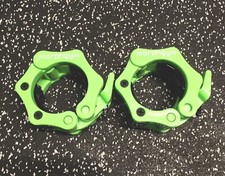 Morsetti a sgancio rapido per manubri olimpici 2" set 2 collari di bloccaggio in verde