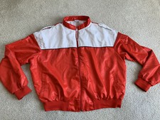 VTG "THE PACER" red WHITE windbreaker RACER APPAREL XLarge RETRO HIPSTER shell