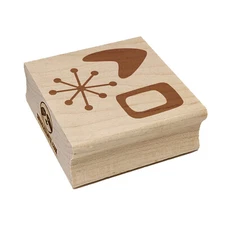 Retro Mid Century Modern Shapes Square Rubber Stamp for Stamping Crafting