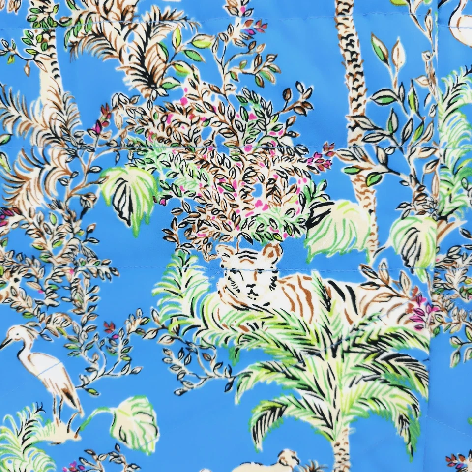 NUEVO CON ETIQUETAS LILLY PULITZER Deanne Chaleco de Plumón Reversible Azul Cardo Tigre Reina GRANDE Foto 3 de 4