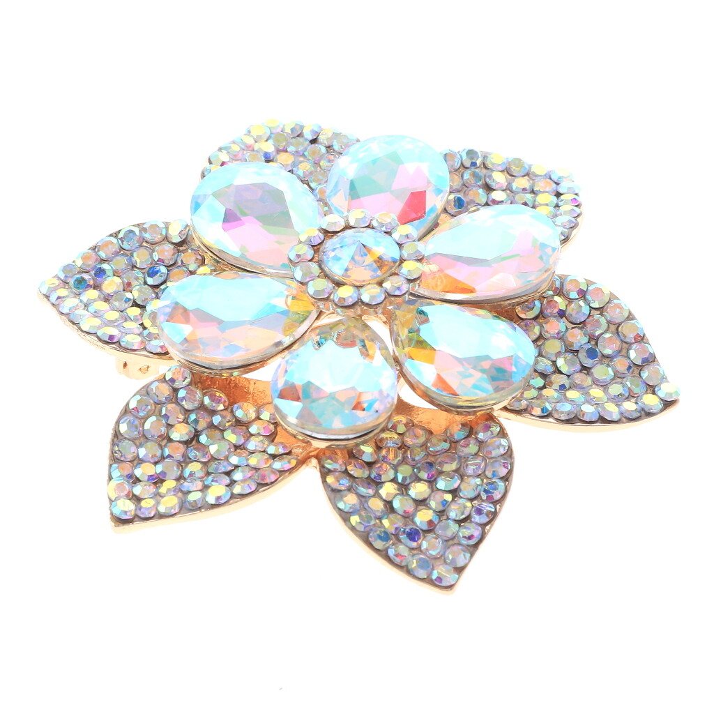 Gold Tone Metal Crystal Flower Brooch P1459-GAB | eBay