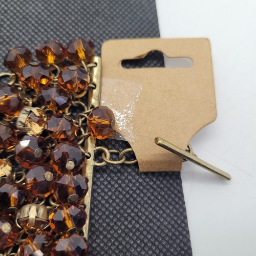 Bracelet Amber Color, Multifaceted Beads Metal frame - Picture 3 of 6