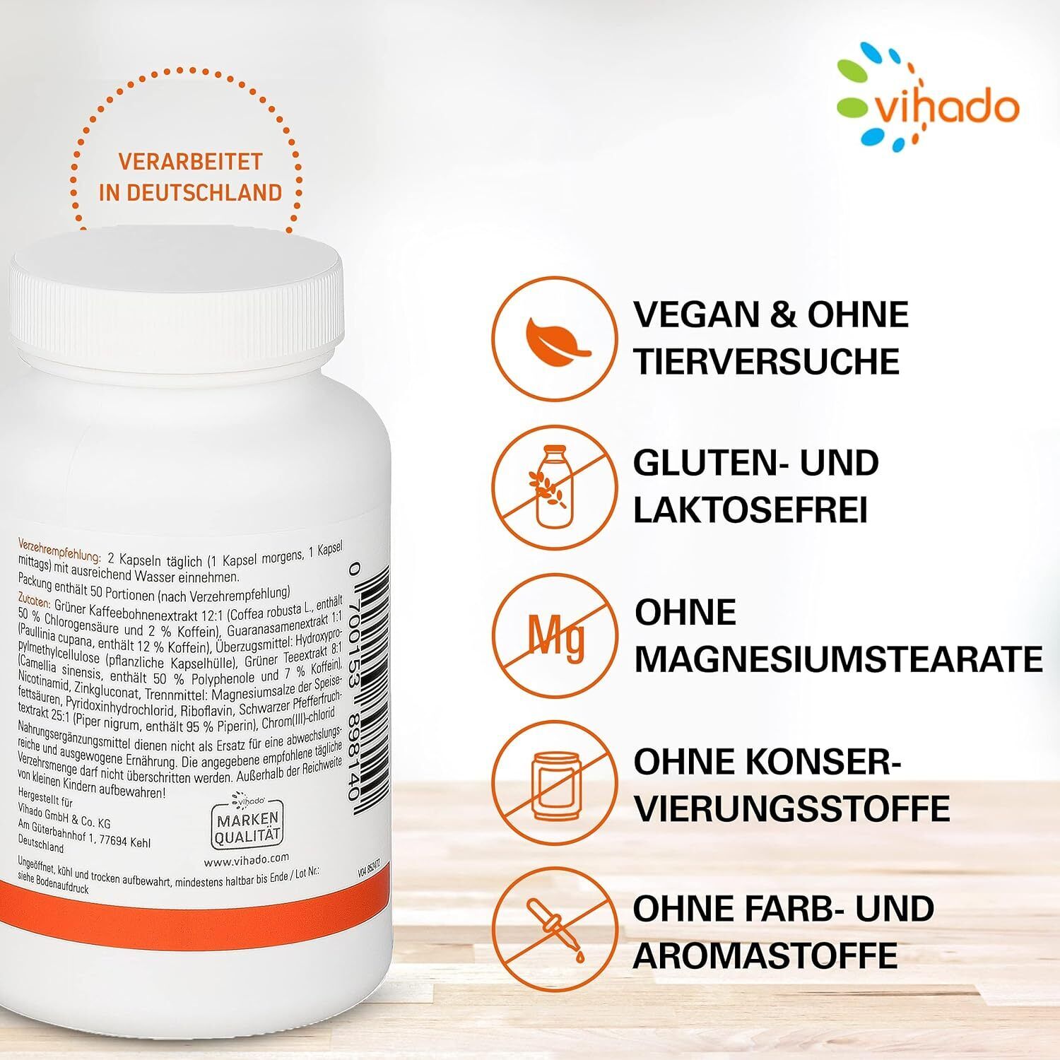 Vihado F-BDY 2.0 Kapseln Für den Stoffwechsel Mit Pflanzenstoffen Vitaminen