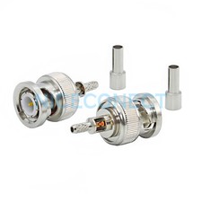 10x BNC Male Plug Window Straight Crimp for RG174 RG316 RG179 Cable Connector