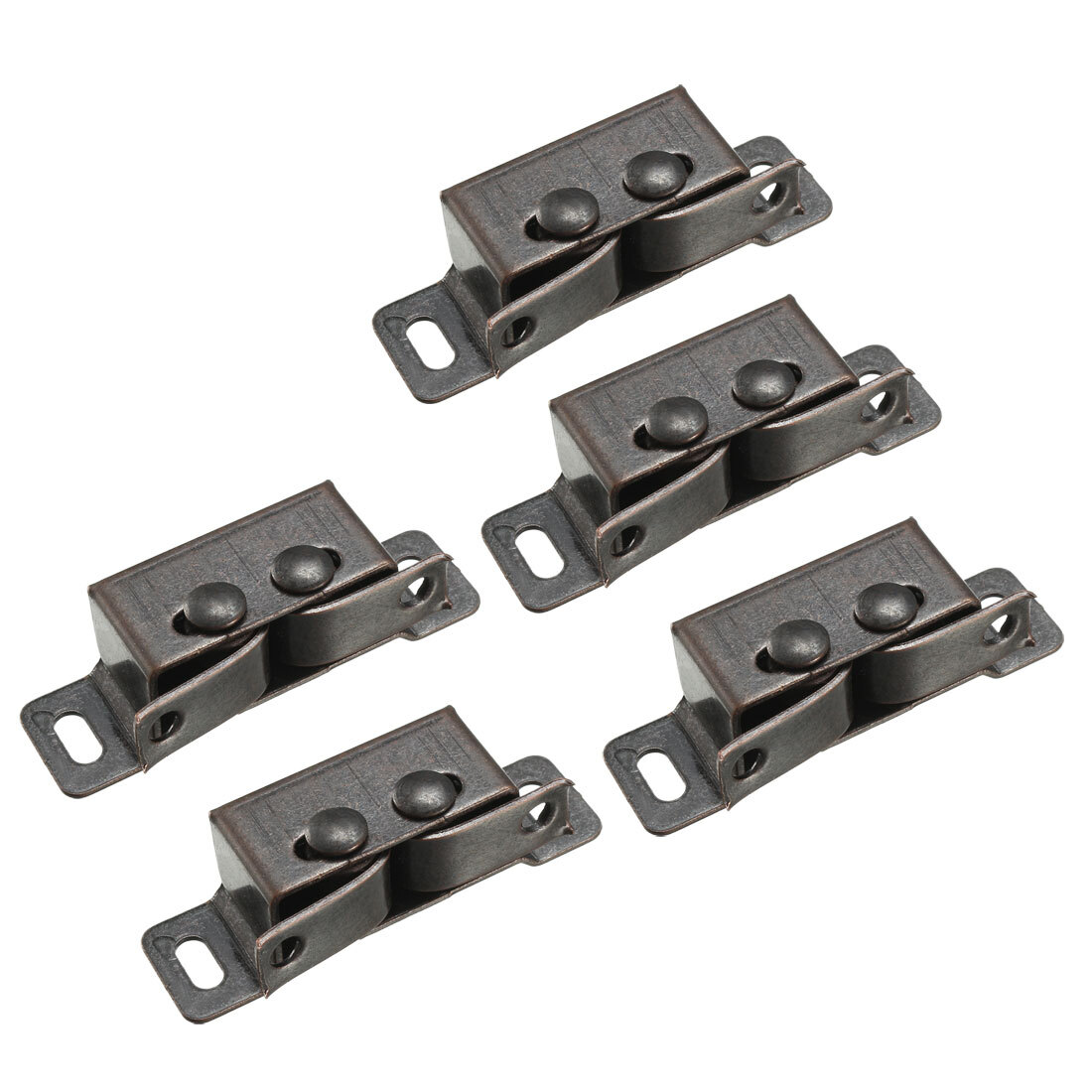 Retro Wardrobe Door Iron Double Ball Roller Catch Latch, Copper Tone 5pcs-image