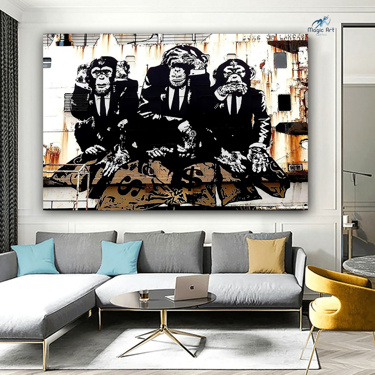 Banksy Canvas | Three Wise Monkeys Urban Style Street Art