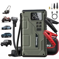 Portable 8000A Car Jump Starter With Air Compressor Pack Booster 12V Power Bank