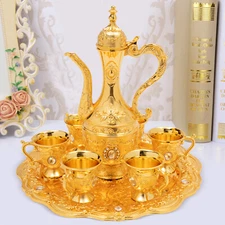 Turkish Coffee Set Vintage Tea Set Decor W/Pot +6 Cups Wedding Birthday Home Set