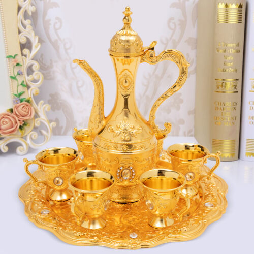 Turkish Tea Set Vintage Coffee Set w/Pot +6 Cups for Wedding Home Decor Birthday