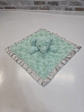 Cloud Island Elephant Lovey Security Blanket Mint Green Gray Satin Soft Fluffy