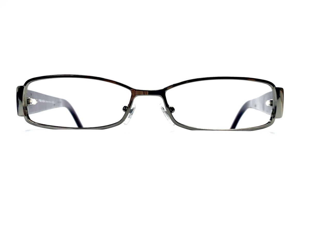 New Prada Silver Rectangular Purple Chain Temple Glasses VPR58L5AV