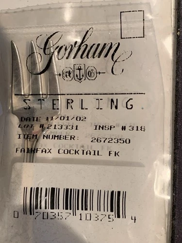 Gorham Fairfax Sterling Silver Cocktail Forks Lot of 4 NEW in Bag 5.5”