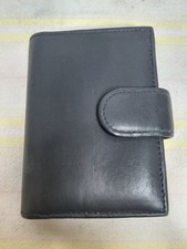 VTG Buxton Card Case Holder Wallet Black Leather Snap Closure