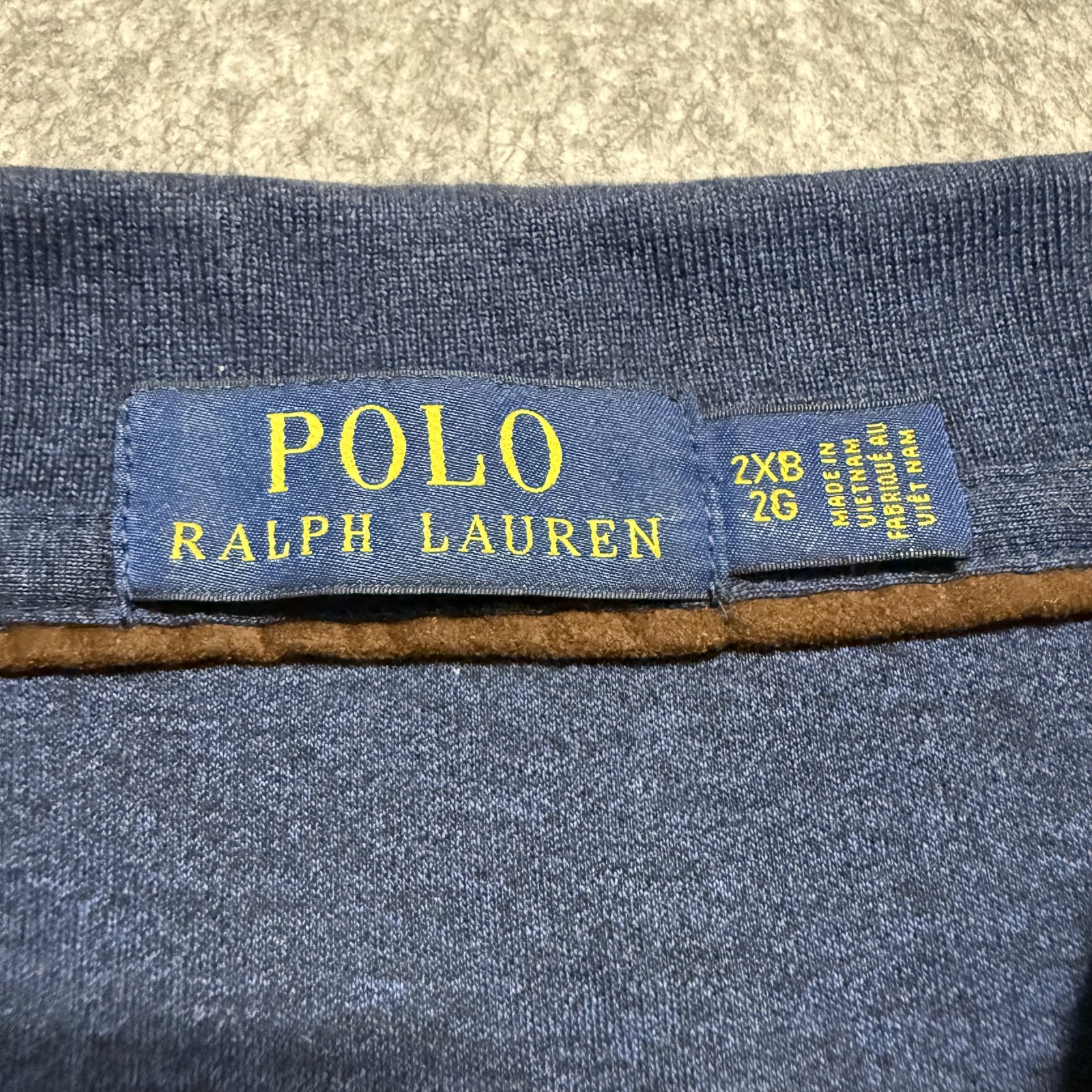 Polo Ralph Lauren camicia uomo 2XL blu manica lunga cotone grande pony pullover